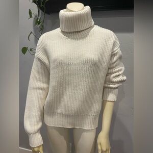 Future collective cotton Cozy Cream thick cable knit Turtleneck Sweater size M